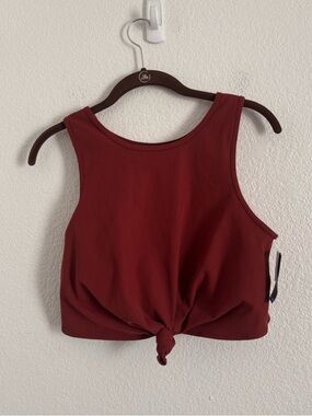 NWT Gap Fit Women's Large Burgundy Red Tie Front Sports Bra